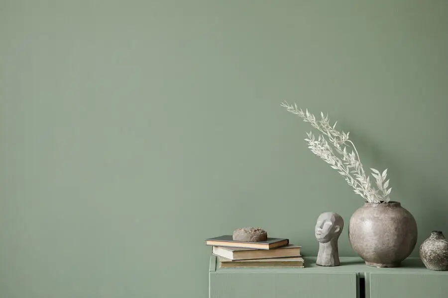 Mur peint vert sauge, photo d’illustration